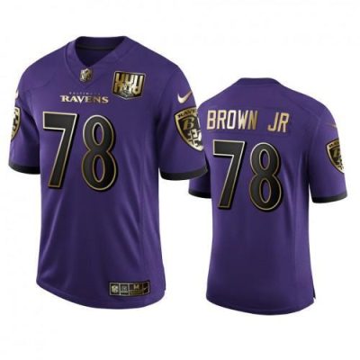 Baltimore Ravens #78 Orlando Brown Jr. Nike Purple Team 25th Season Golden Limited NFL Jersey