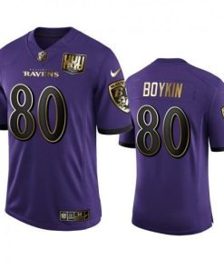 Baltimore Ravens #80 Miles Boykin Nike Purple Team 25th Season Golden Limited NFL Jersey