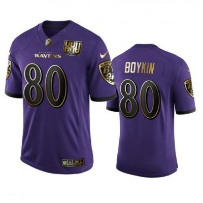 Baltimore Ravens #80 Miles Boykin Nike Purple Team 25th Season Golden Limited NFL Jersey