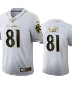 Baltimore Ravens #81 Hayden Hurst Nike White Golden Edition Vapor Limited NFL 100 Jersey