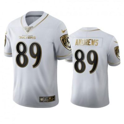 Baltimore Ravens #89 Mark Andrews Nike White Golden Edition Vapor Limited NFL 100 Jersey