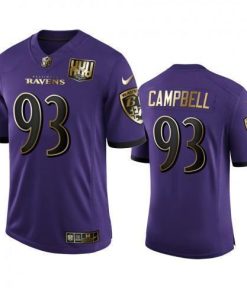 Baltimore Ravens #93 Calais Campbell Nike Purple Team 25th Season Golden Limited NFL Jersey