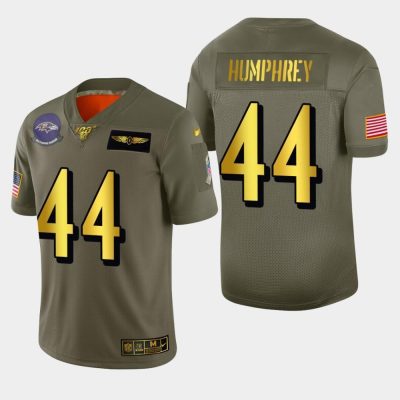 Baltimore Ravens #44 Marlon Humphrey Nike Olive Gold 2019 Salute To Service Limited NFL 100 Jersey