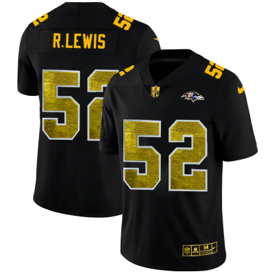 Baltimore Ravens #52 Ray Lewis Black Nike Golden Sequin Vapor Limited NFL Jersey