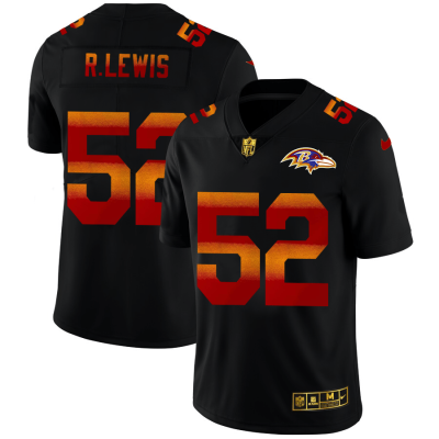Baltimore Ravens #52 Ray Lewis Black Nike Red Orange Stripe Vapor Limited NFL Jersey