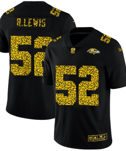 Baltimore Ravens #52 Ray Lewis Nike Leopard Print Fashion Vapor Limited NFL Jersey Black