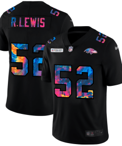 Baltimore Ravens #52 Ray Lewis Nike Multi-Color Black 2020 NFL Crucial Catch Vapor Untouchable Limited Jersey