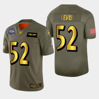 Baltimore Ravens #52 Ray Lewis Nike Olive Gold 2019 Salute To Service Limited NFL 100 Jersey