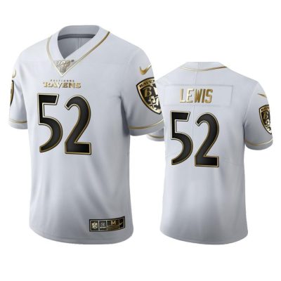 Baltimore Ravens #52 Ray Lewis Nike White Golden Edition Vapor Limited NFL 100 Jersey