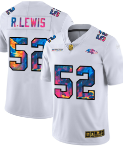Baltimore Ravens #52 Ray Lewis White Nike Multi-Color 2020 NFL Crucial Catch Limited NFL Jersey