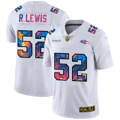 Baltimore Ravens #52 Ray Lewis White Nike Multi-Color 2020 NFL Crucial Catch Limited NFL Jersey