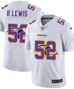 Baltimore Ravens #52 Ray Lewis White Nike Team Logo Dual Overlap Limited NFL Jersey