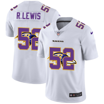 Baltimore Ravens #52 Ray Lewis White Nike Team Logo Dual Overlap Limited NFL Jersey