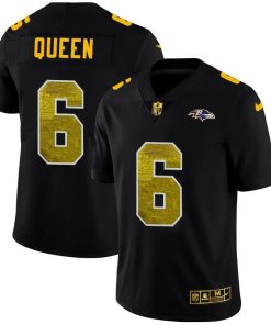 Baltimore Ravens #6 Patrick Queen Black Nike Golden Sequin Vapor Limited NFL Jersey