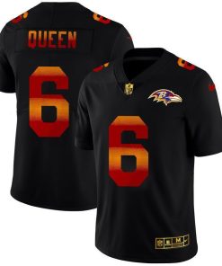 Baltimore Ravens #6 Patrick Queen Black Nike Red Orange Stripe Vapor Limited NFL Jersey