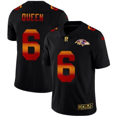 Baltimore Ravens #6 Patrick Queen Black Nike Red Orange Stripe Vapor Limited NFL Jersey