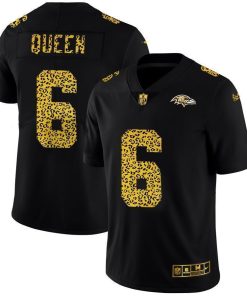 Baltimore Ravens #6 Patrick Queen Nike Leopard Print Fashion Vapor Limited NFL Jersey Black