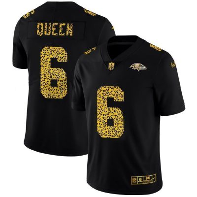 Baltimore Ravens #6 Patrick Queen Nike Leopard Print Fashion Vapor Limited NFL Jersey Black