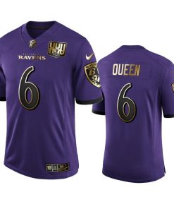 Baltimore Ravens #6 Patrick Queen Nike Purple Team 25th Season Golden Limited NFL Jersey
