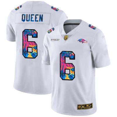 Baltimore Ravens #6 Patrick Queen White Nike Multi-Color 2020 NFL Crucial Catch Limited NFL Jersey