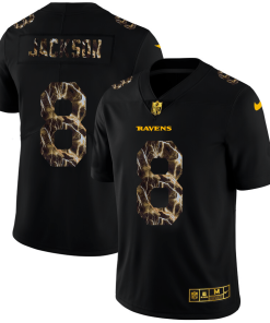 Baltimore Ravens #8 Lamar Jackson Black Nike Flocked Lightning Vapor Limited NFL Jersey