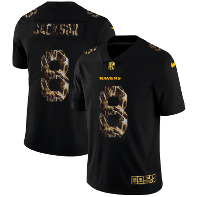 Baltimore Ravens #8 Lamar Jackson Black Nike Flocked Lightning Vapor Limited NFL Jersey
