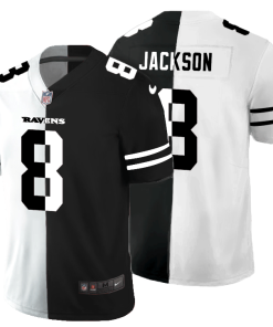 Baltimore Ravens #8 Lamar Jackson Black V White Peace Split Nike Vapor Untouchable Limited NFL Jersey