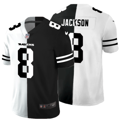 Baltimore Ravens #8 Lamar Jackson Black V White Peace Split Nike Vapor Untouchable Limited NFL Jersey