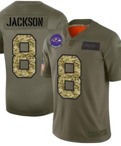 Baltimore Ravens #8 Lamar Jackson Nike 2019 Olive Camo Salute To Service Limited NFL Jersey