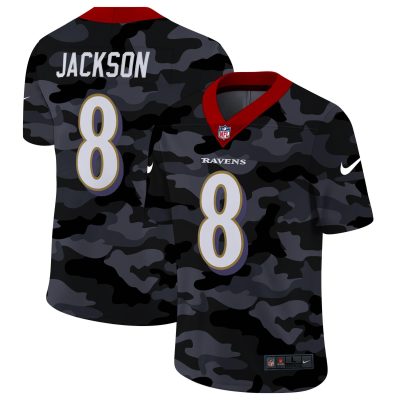 Baltimore Ravens #8 Lamar Jackson Nike 2020 Black CAMO Vapor Untouchable Limited Stitched NFL Jersey