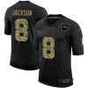 Baltimore Ravens #8 Lamar Jackson Nike 2020 Salute To Service Camo Limited NFL Jersey Black