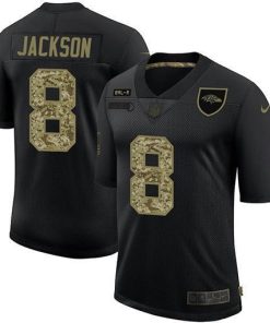 Baltimore Ravens #8 Lamar Jackson Nike 2020 Salute To Service Camo Limited NFL Jersey Black