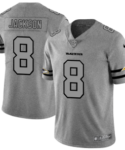 Baltimore Ravens #8 Lamar Jackson Nike Gray Gridiron II Vapor Untouchable Limited NFL Jersey