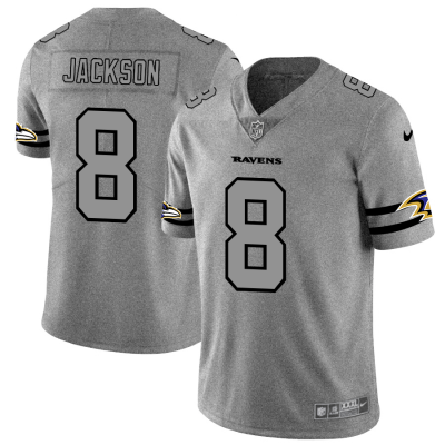 Baltimore Ravens #8 Lamar Jackson Nike Gray Gridiron II Vapor Untouchable Limited NFL Jersey