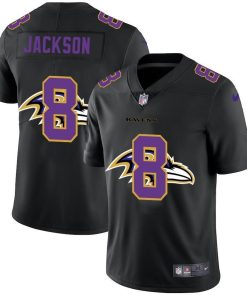 Baltimore Ravens #8 Lamar Jackson Nike Team Logo Dual Overlap Limited NFL Jersey Black