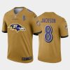 Baltimore Ravens #8 Lamar Jackson Gold Nike Big Team Logo Player Vapor Limited NFL Jersey