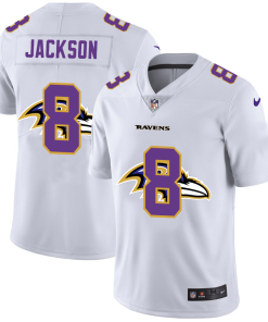 Baltimore Ravens #8 Lamar Jackson White Nike Team Logo Dual Overlap Limited NFL Jersey