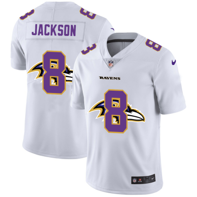 Baltimore Ravens #8 Lamar Jackson White Nike Team Logo Dual Overlap Limited NFL Jersey