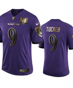 Baltimore Ravens #9 Justin Tucker Nike Purple Team 25th Season Golden Limited NFL Jersey