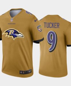 Baltimore Ravens #9 Justin Tucker Gold Nike Big Team Logo Vapor Limited NFL Jersey