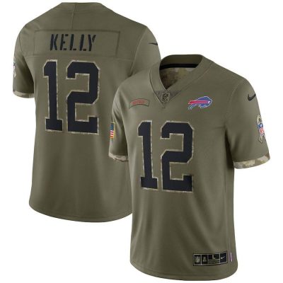 Buffalo Bills #12 Jim Kelly 2022 Salute To Service Limited Jersey - Olive