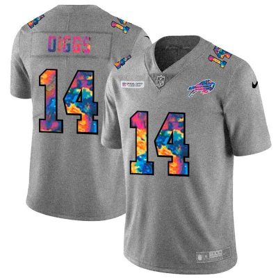 Buffalo Bills #14 Stefon Diggs Multi-Color 2020 NFL Crucial Catch NFL Jersey Greyheather