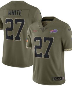 Buffalo Bills #27 Ttredavious White 2022 Salute To Service Limited Jersey - Olive