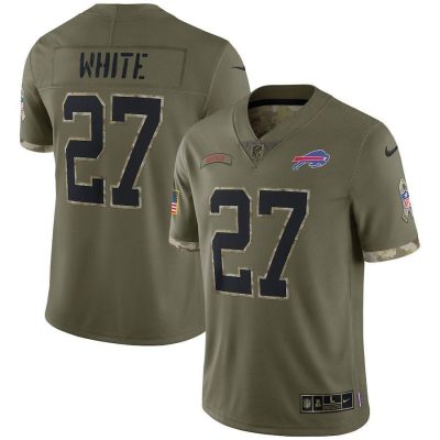 Buffalo Bills #27 Ttredavious White 2022 Salute To Service Limited Jersey - Olive