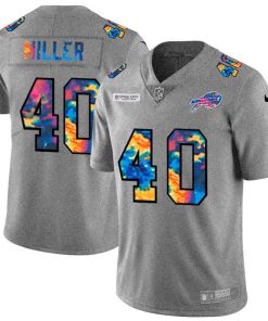 Buffalo Bills #40 Von Miller Multi-Color 2020 NFL Crucial Catch NFL Jersey Greyheather
