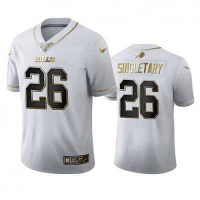 Buffalo Buffalo Bills #26 Devin Singletary White White Golden Edition Vapor Limited NFL 100 Jersey