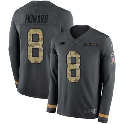 Buffalo Buffalo Bills #8 O. J. Howard Anthracite Salute to Service Stitched NFL Limited Therma Long Sleeve Jersey