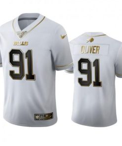 Buffalo Buffalo Bills #91 Ed Oliver White Golden Edition Vapor Limited NFL 100 Jersey