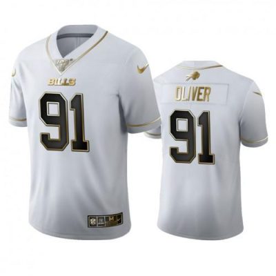 Buffalo Buffalo Bills #91 Ed Oliver White Golden Edition Vapor Limited NFL 100 Jersey