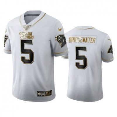 Carolina Panthers #5 Teddy Bridgewater Nike White Golden Edition Vapor Limited Jersey
